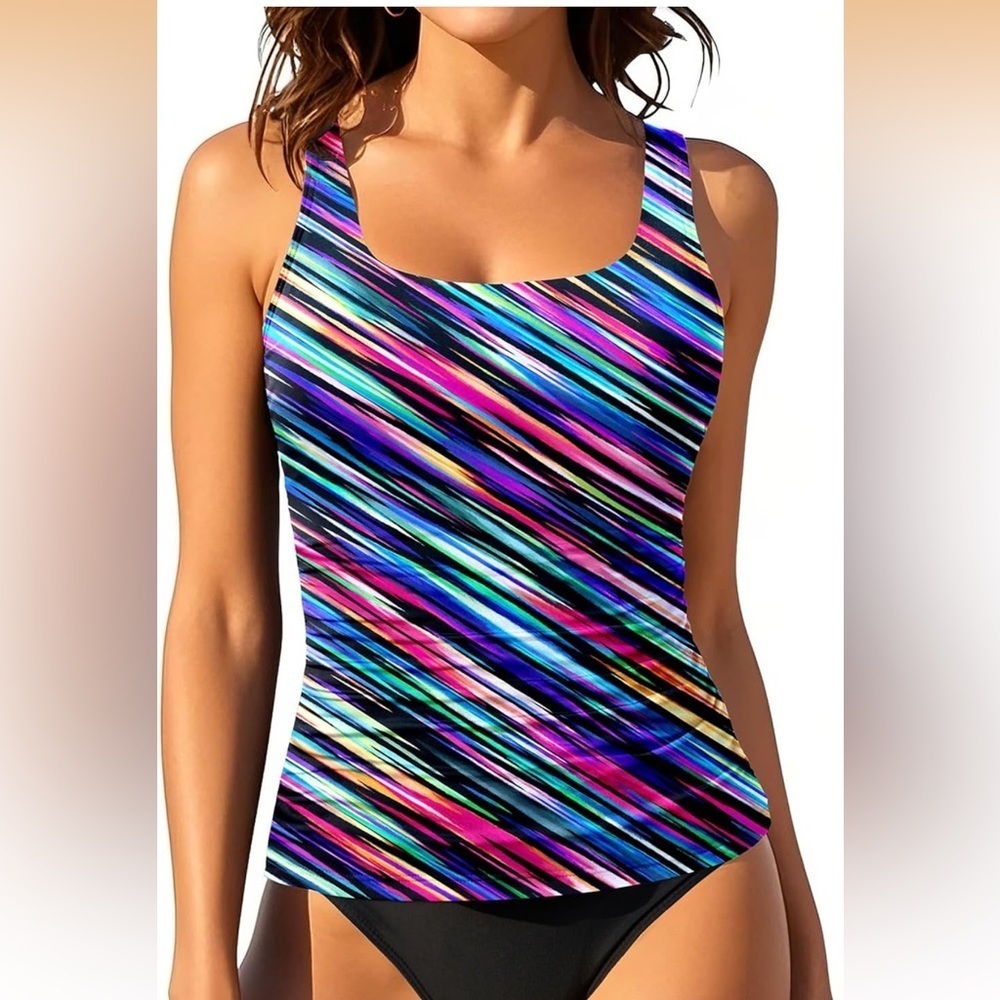 Aqua Eve Tankini Swimwear Top Only Tummy Control Bathing Suit Top XS/274